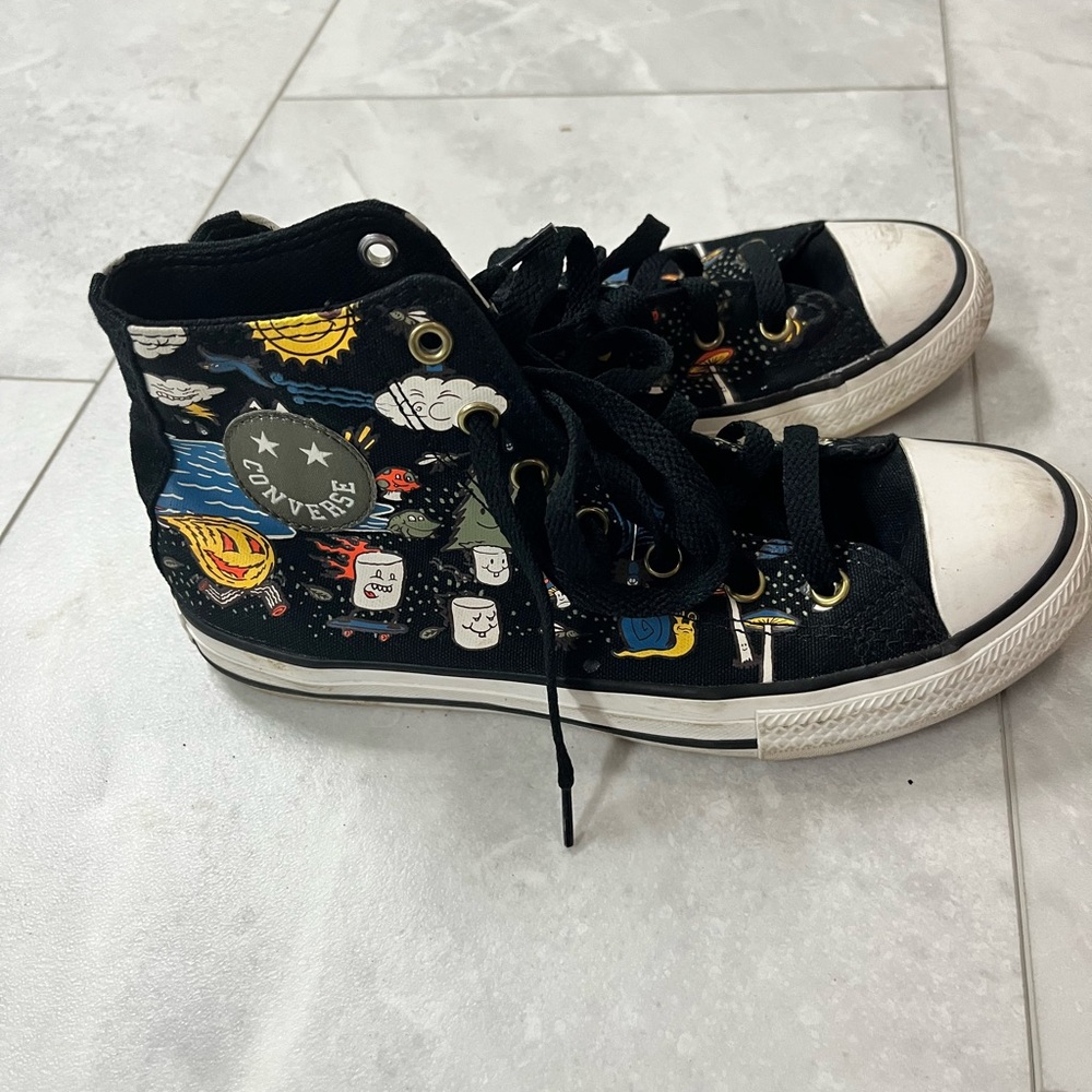 Converse Kids High-Top Sneakers - Black with Colorful Graphics
